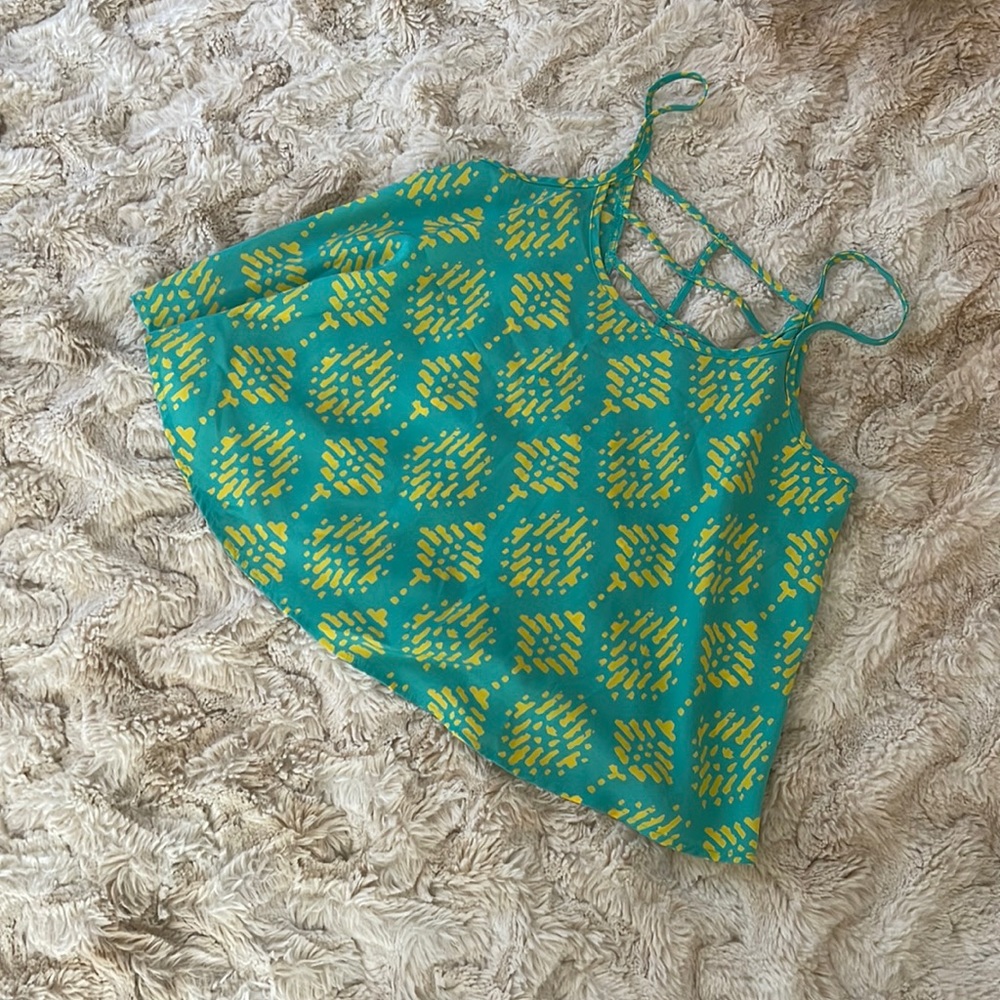 Flowy tank mint green with yellow